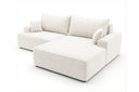 Designer Ecksofa Frido in Samt mit Schlaffunktion & Stauraum – Weiß – Rechts
