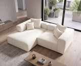 Designer Ecksofa Reno in Bouclé – Weiß – Links