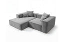 Designer Ecksofa Reno in Samt – Grau – Links