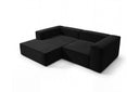 Designer Ecksofa Reno in Samt – Schwarz – Links