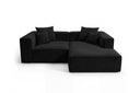 Designer Ecksofa Reno in Samt – Schwarz – Rechts