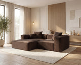 Designer Ecksofa Reno in Samt – Braun – Links