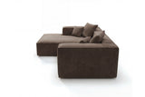 Designer Ecksofa Reno in Samt – Braun – Links