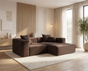 Designer Ecksofa Reno in Samt – Braun – Rechts
