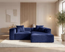 Designer Ecksofa Reno in Samt – Blau – Rechts