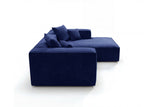 Designer Ecksofa Reno in Samt – Blau – Rechts