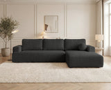 Designer Ecksofa Vanto in Bouclé – Anthrazit – Rechts