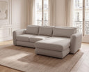 Designer Ecksofa Tino in Strukturstoff – Hellgrau – Rechts