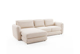 Designer Ecksofa Tino in Strukturstoff – Weiß – Links