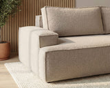 Designer 3 Sitzer Sofa Mira in Bouclé mit Schlaffunktion & Stauraum – Beige