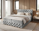 Boxspringbett Castella Samt mit Stauraum – Grau