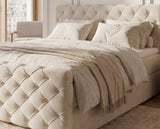 Boxspringbett Adora Samt mit Stauraum – Beige