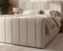 Boxspringbett Elin Samt mit Stauraum – Beige