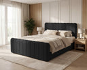 Boxspringbett Elin Samt mit Stauraum – Schwarz