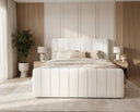 Boxspringbett Elin Samt mit Stauraum – Weiß