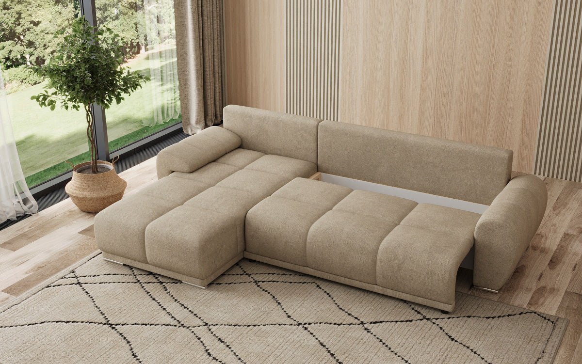Designer Sofa Leni L mit Schlaf- und Klappfunktion in Stoff