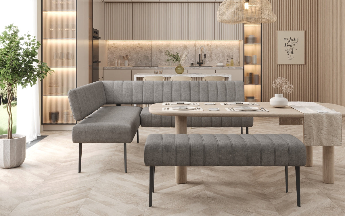 Essbank-Set Montero aus robustem Stoff mit Metallbeinen