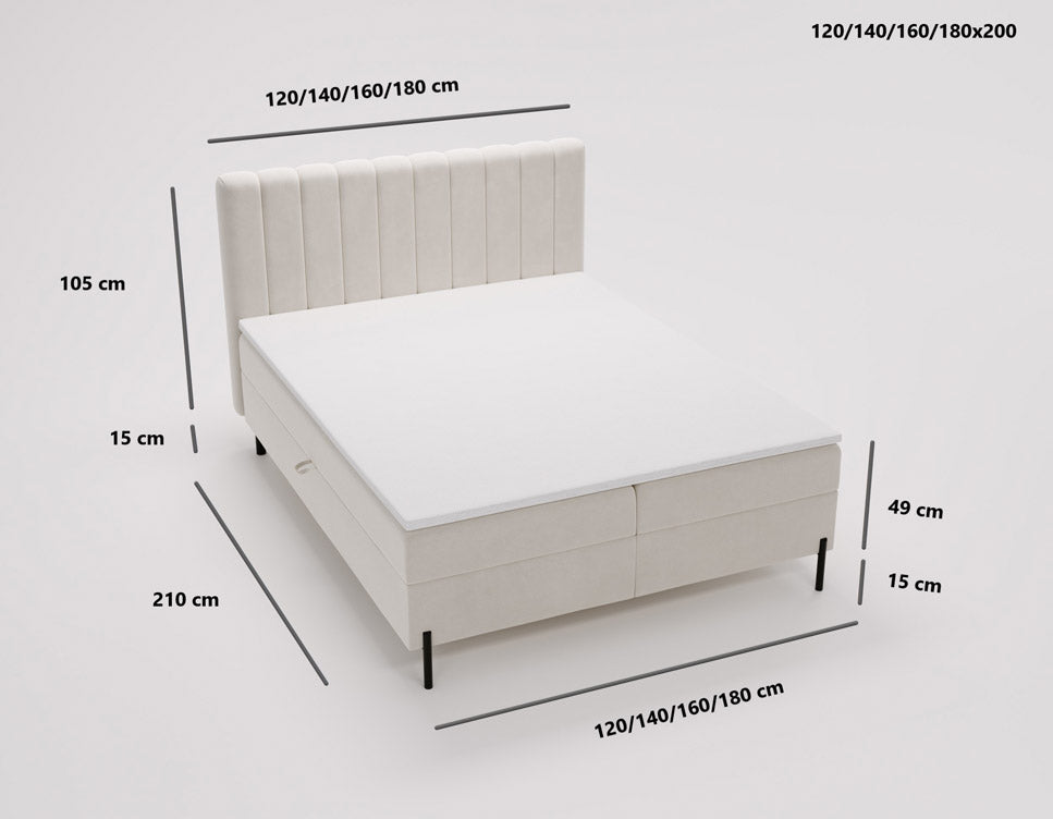 Boxspringbett Lumière in Samt mit Stauraum