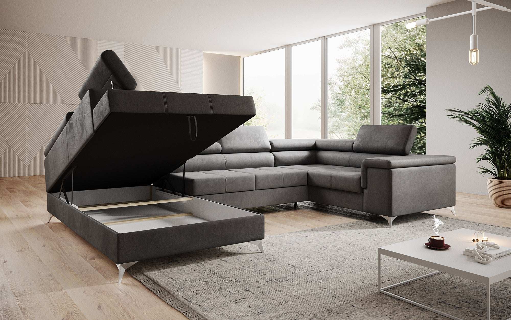 Designer Sofa Torino mit Schlaf- und Klappfunktion