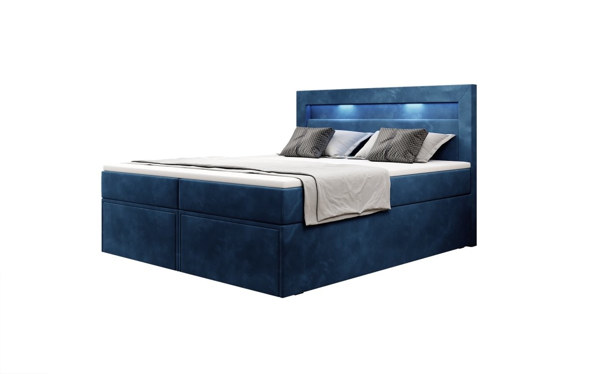 Boxspringbett Amelie mit LED und Stauraum - Luxusbetten24