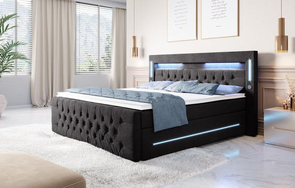 Boxspringbett Moonlight mit LED, USB und Stauraum