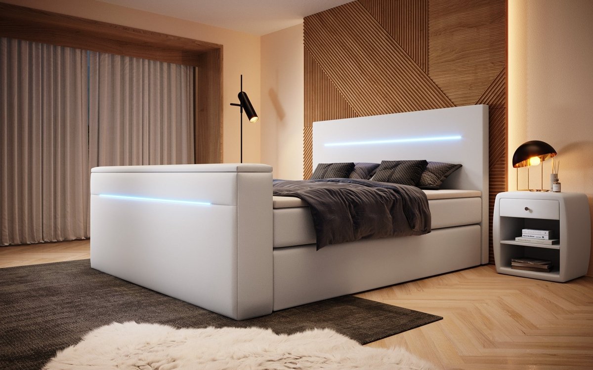 Boxspringbett Sejour mit TV Lift, RGB und Stauraum - Luxusbetten24