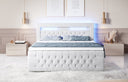 Boxspringbett Sunshine mit indirekter Beleuchtung, USB und Stauraum - Luxusbetten24