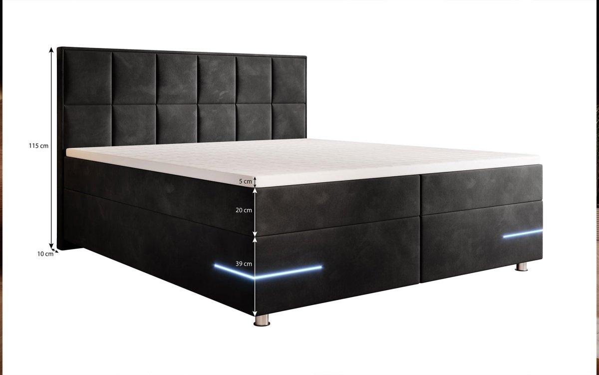 Boxspringbett Verona mit LED (Kunstleder) - Luxusbetten24