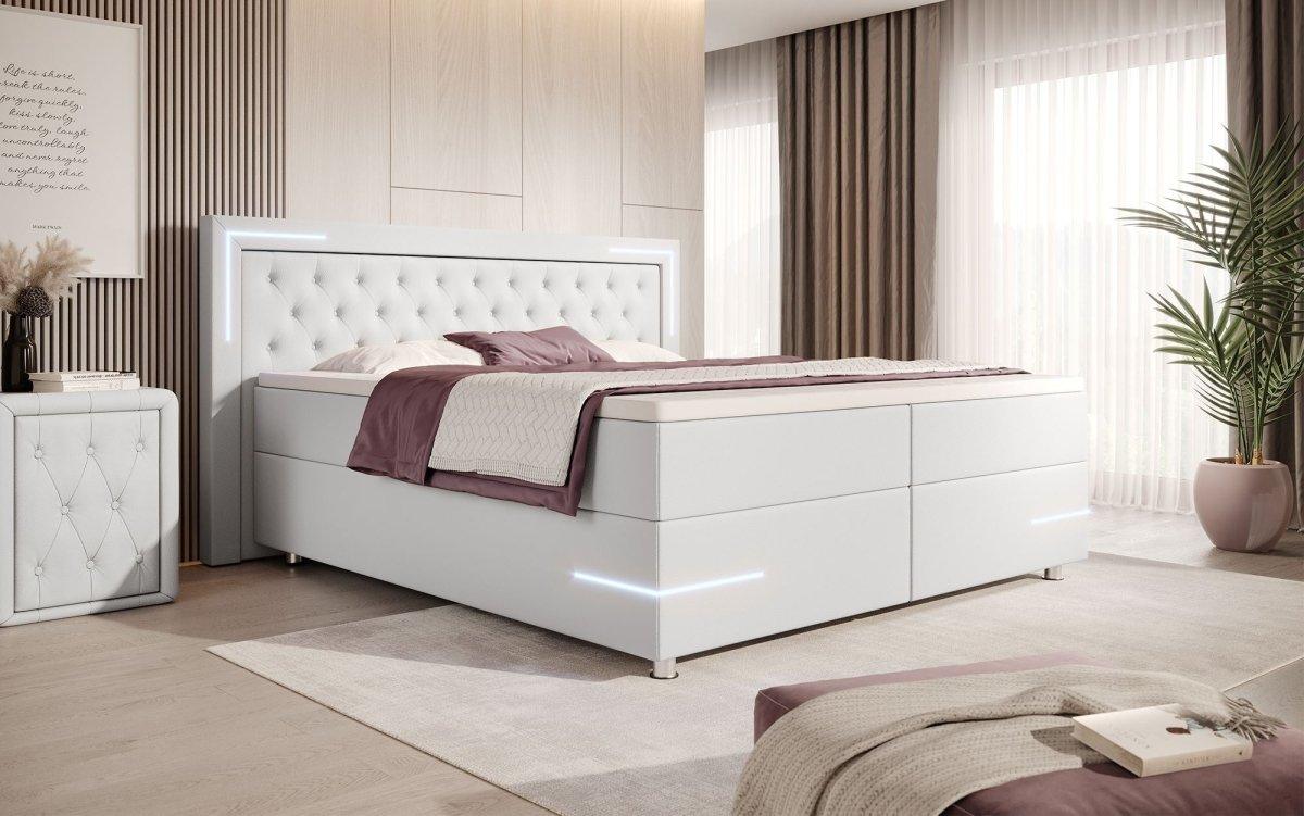 Boxspringbett Verona mit LED (Kunstleder) - Luxusbetten24