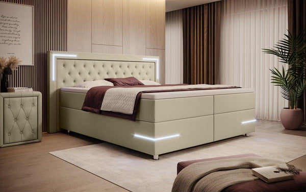 Boxspringbett Verona mit LED (Kunstleder)