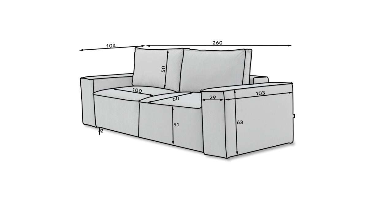 Designer 2er Sofa Solaris mit Stauraum und Schlaffunktion - Luxusbetten24