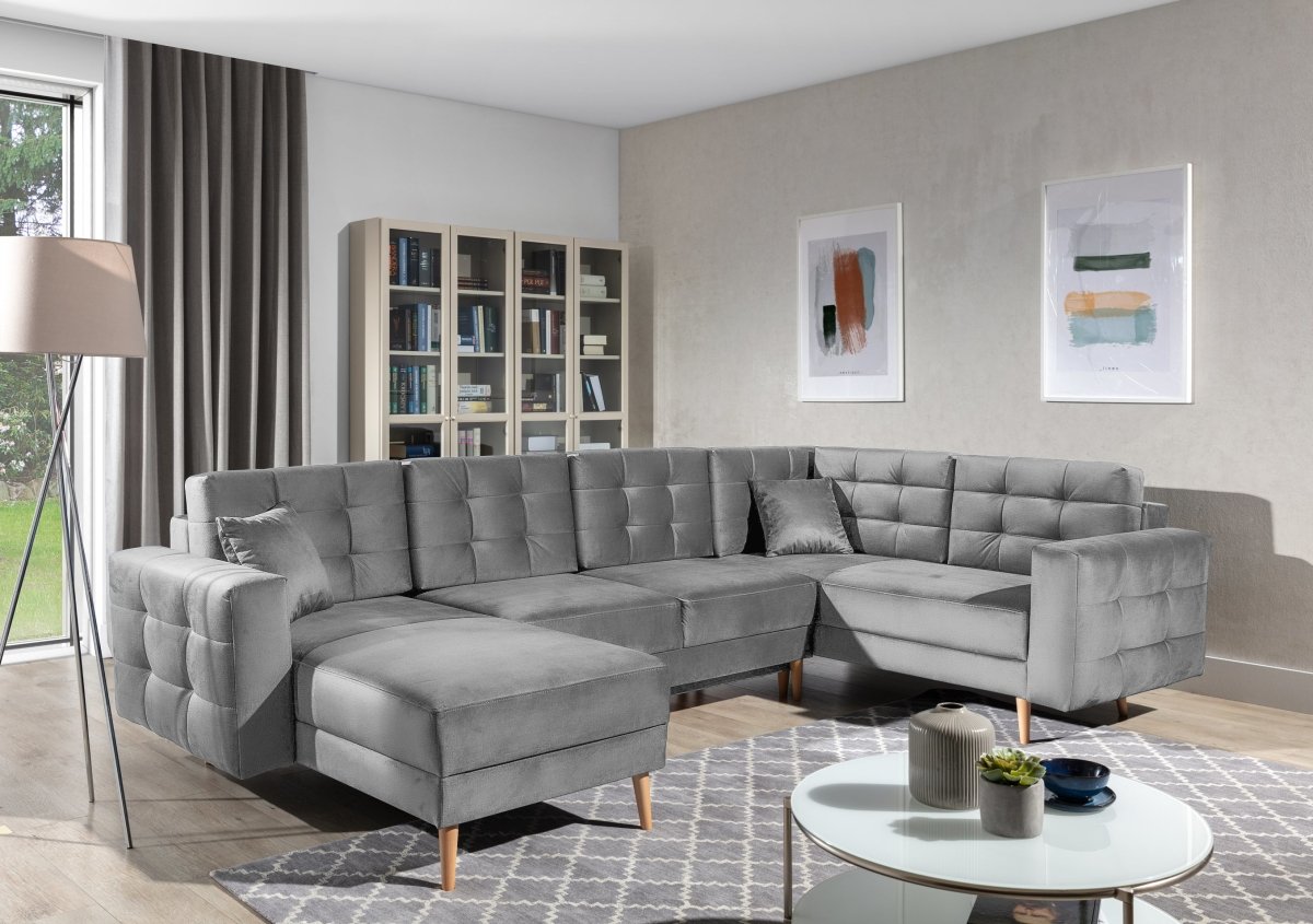 Designer Sofa Fjord U mit Schlaffunktion und Stauraum - Luxusbetten24