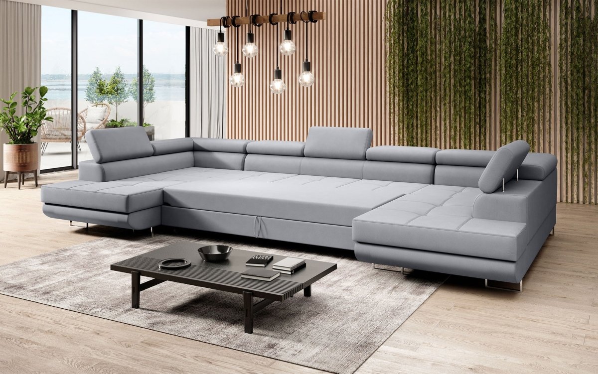 Designer Sofa Positano mit Schlaf- und Klappfunktion (Stoff) - Luxusbetten24
